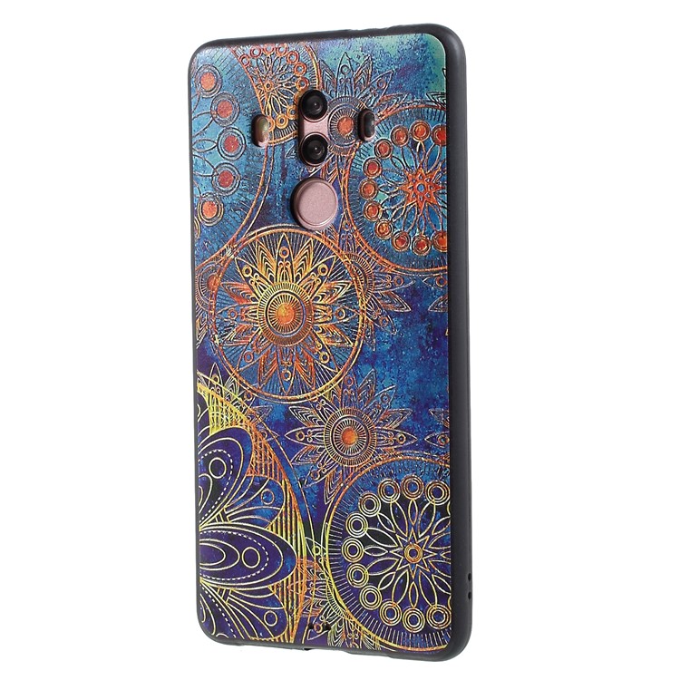 Embossed Pattern TPU Case Mobile Accessory for Huawei Mate 10 Pro - Mandala Flower-3