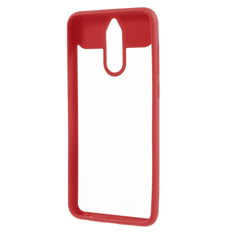 Marco De Silicona + Carcasa De Teléfono Híbrida Trasera De Acrílico Transparente Para Huawei Mate 10 Lite / nova 2i / Maimang 6 / Honor 9i (india) - Rojo-3