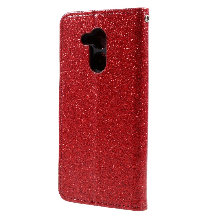 Glittery Powder Stand Leather Phone Cover for Huawei Honor 6A / Honor 5C pro - Red-2