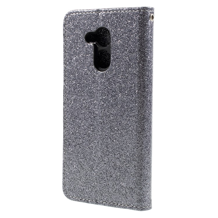 Glittery Powder Stand Leather Phone Cover with Card Holders for Huawei Honor 6A / Honor 5C pro - Grey-2