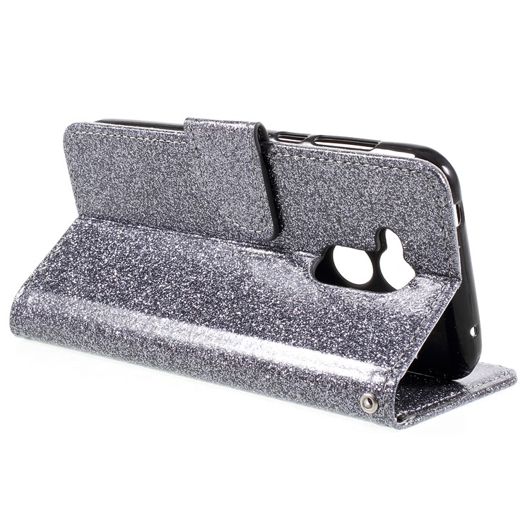 Glittery Powder Stand Leather Phone Cover with Card Holders for Huawei Honor 6A / Honor 5C pro - Grey-5