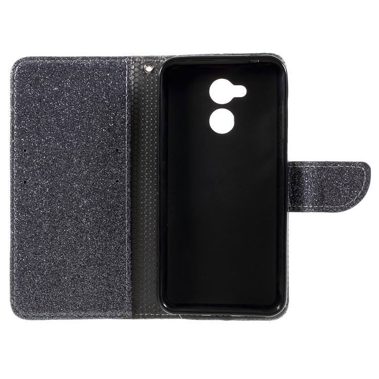 Glittery Powder Stand Leather Phone Cover with Card Holders for Huawei Honor 6A / Honor 5C pro - Grey-6