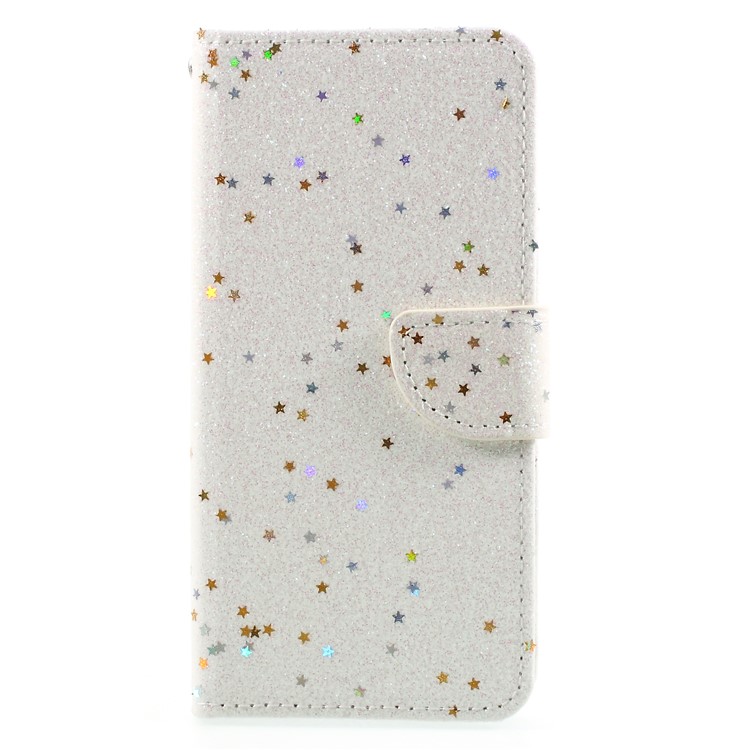 Glittery Powder Stand PU Leather Mobile Phone Case for Huawei Honor 6A / Honor 5C pro - White-1