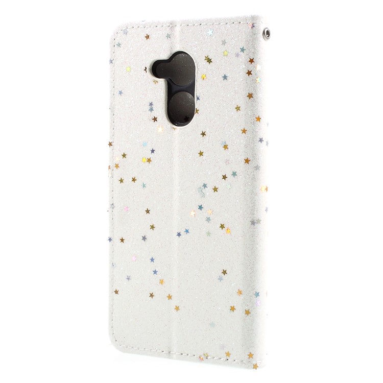 Glittery Powder Stand PU Leather Mobile Phone Case for Huawei Honor 6A / Honor 5C pro - White-2