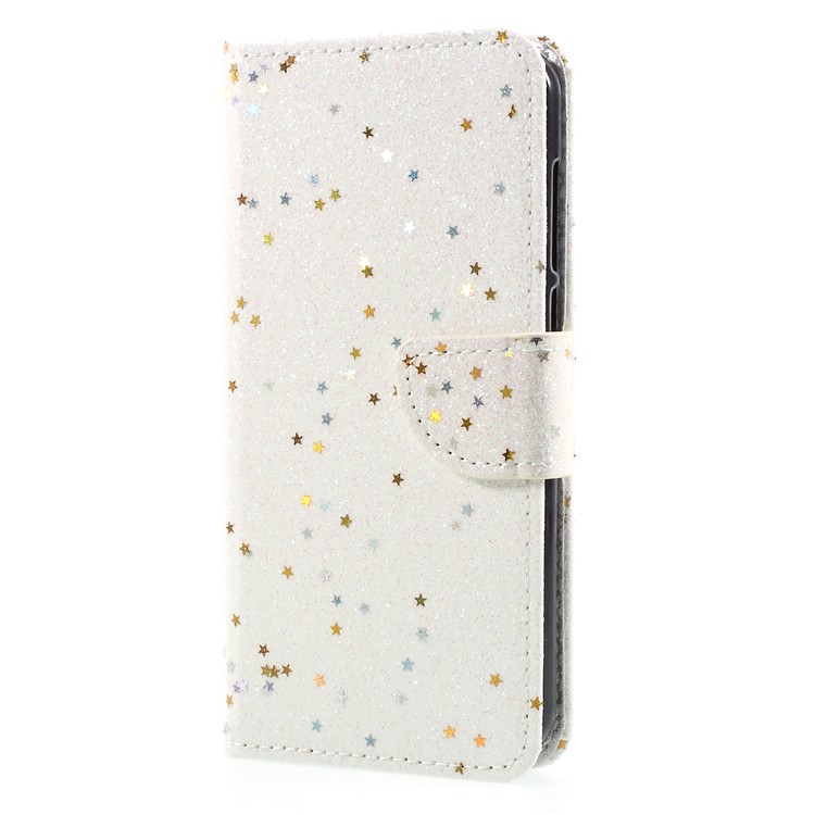 Glittery Powder Stand PU Leather Mobile Phone Case for Huawei Honor 6A / Honor 5C pro - White-3