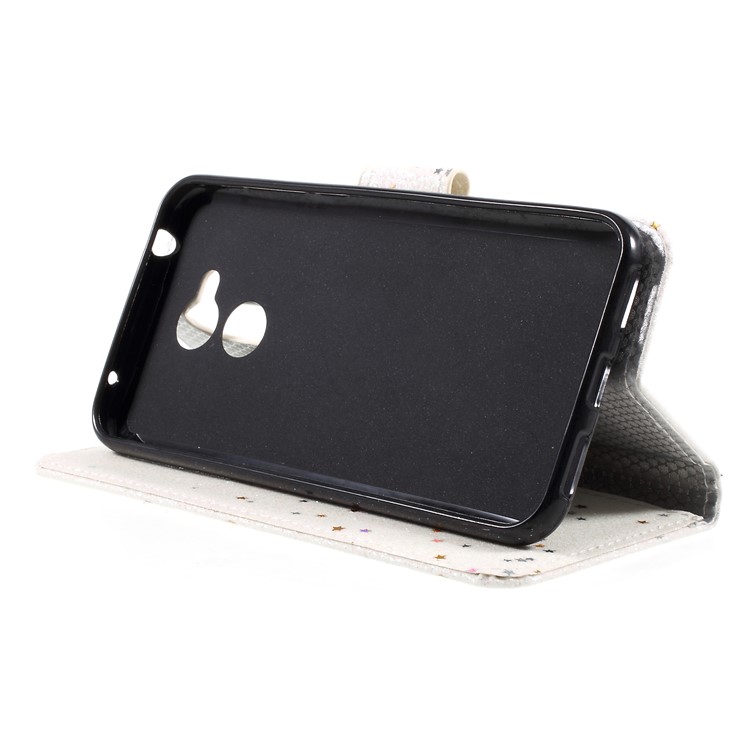 Glittery Powder Stand PU Leather Mobile Phone Case for Huawei Honor 6A / Honor 5C pro - White-4