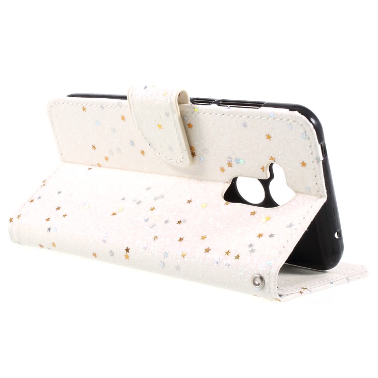 Glittery Powder Stand PU Leather Mobile Phone Case for Huawei Honor 6A / Honor 5C pro - White-5