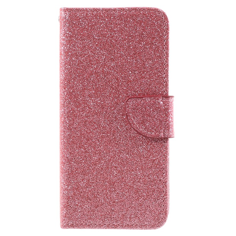 For Huawei Honor 6A Glittery Powder Stand Leather Phone Case Shell - Pink-1