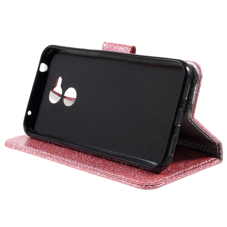 For Huawei Honor 6A Glittery Powder Stand Leather Phone Case Shell - Pink-4