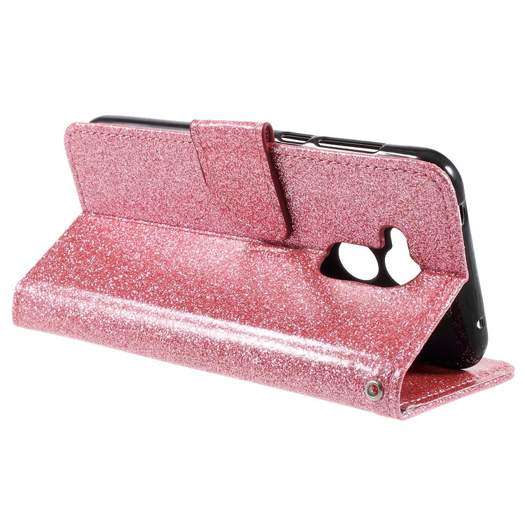 For Huawei Honor 6A Glittery Powder Stand Leather Phone Case Shell - Pink-5