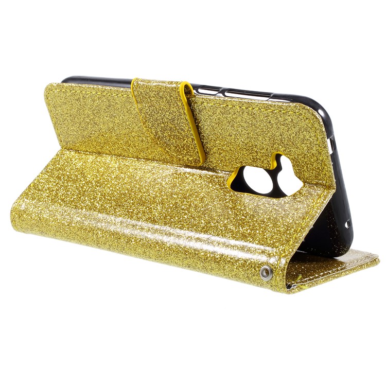 Glittery Powder Stand Leather Flip Case Cover for Huawei Honor 6A / Honor 5C pro - Gold-5