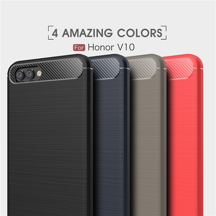 Carbon Fiber Texture Brushed TPU Cell Phone Cover for Huawei Honor V10/View 10 - Dark Blue-3