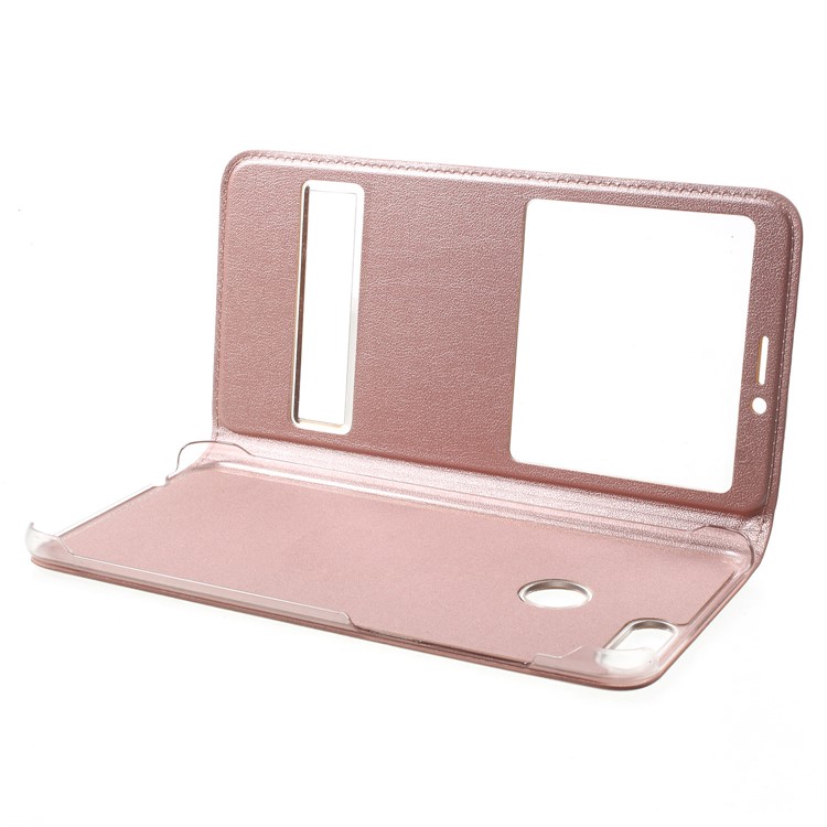 Dual View Window PU Leather Protection Cover for Huawei Honor 7X - Rose Gold-4