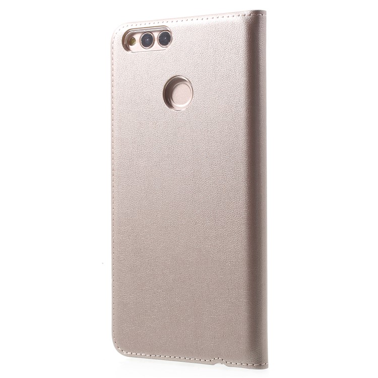 Double View Window PU Leather Flip Cover Case for Huawei Honor 7X - Gold-3