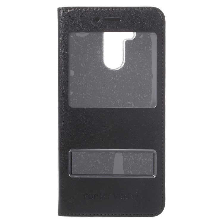 Dual View Window PU Leather Cell Phone Case for Huawei Honor 6C Pro / V9 Play - Black-1