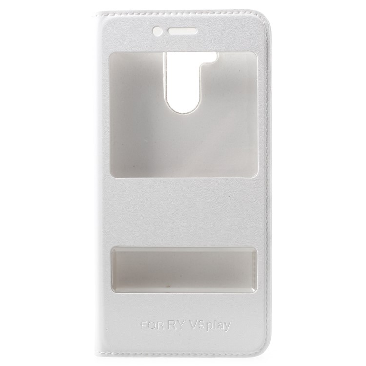 Dual View Window PU Leather Cell Phone Cover for Huawei Honor 6C Pro / V9 Play - White-1