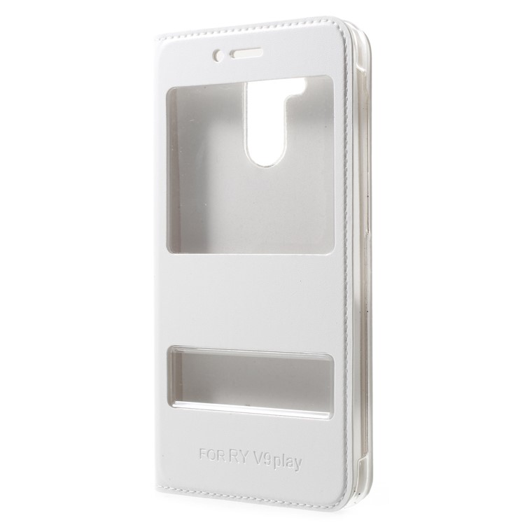Dual View Window PU Leather Cell Phone Cover for Huawei Honor 6C Pro / V9 Play - White-2