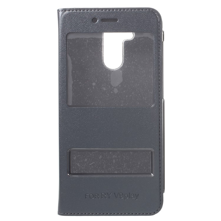 Dual View Window PU Leather Cell Phone Shell for Huawei Honor 6C Pro / V9 Play - Dark Blue-1