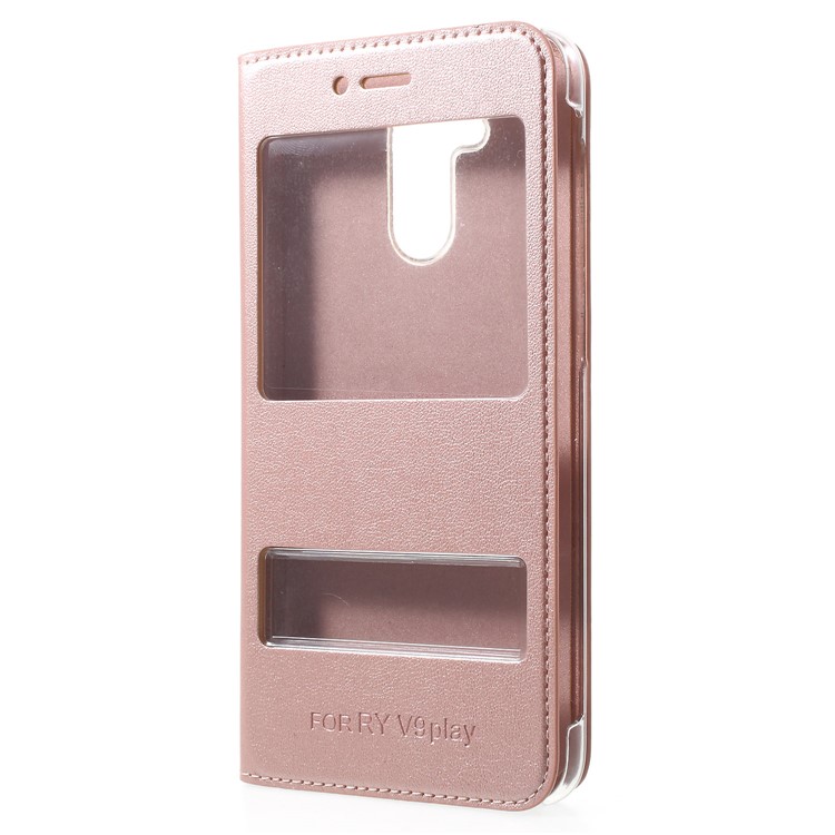Dual View Window PU Leather Mobile Phone Case for Huawei Honor 6C Pro / V9 Play - Rose Gold-2