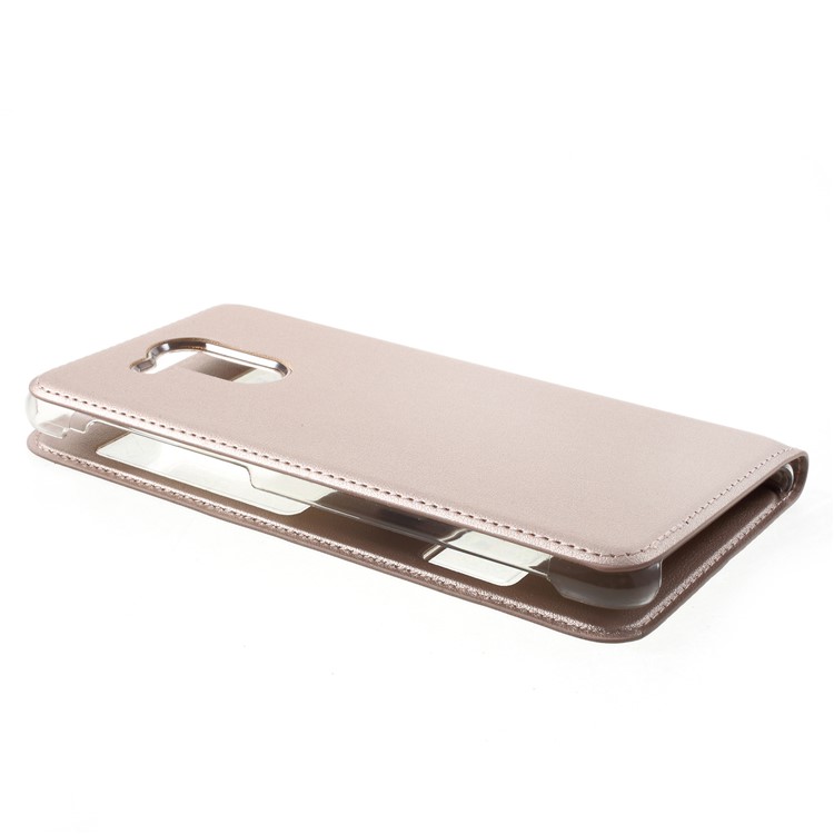 Dual View Window PU Leather Mobile Phone Cover for Huawei Honor 6C Pro / V9 Play - Gold-4
