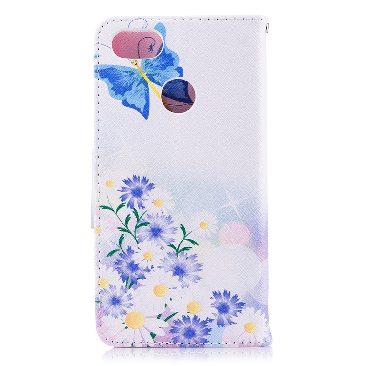 Pattern Printing Wallet Leather Flip Cover for Huawei P9 lite mini / Enjoy 7 / Y6 Pro (2017) - Daisy Flower and Butterfly-3