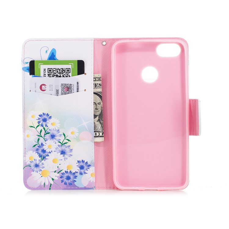 Pattern Printing Wallet Leather Flip Cover for Huawei P9 lite mini / Enjoy 7 / Y6 Pro (2017) - Daisy Flower and Butterfly-8