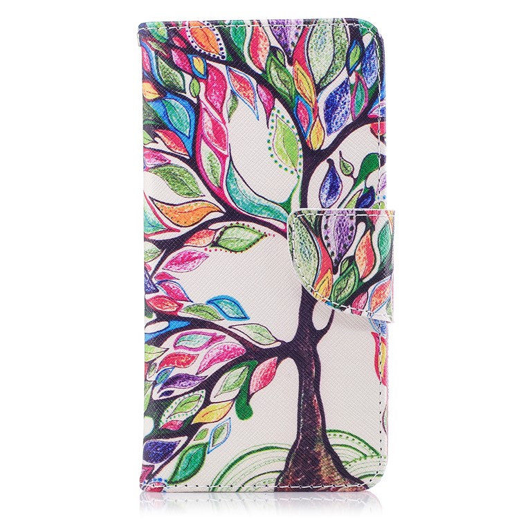 Pattern Printing Wallet Leather Flip Casing Cover for Huawei P9 lite mini / Enjoy 7 / Y6 Pro (2017) - Colorized Tree-2