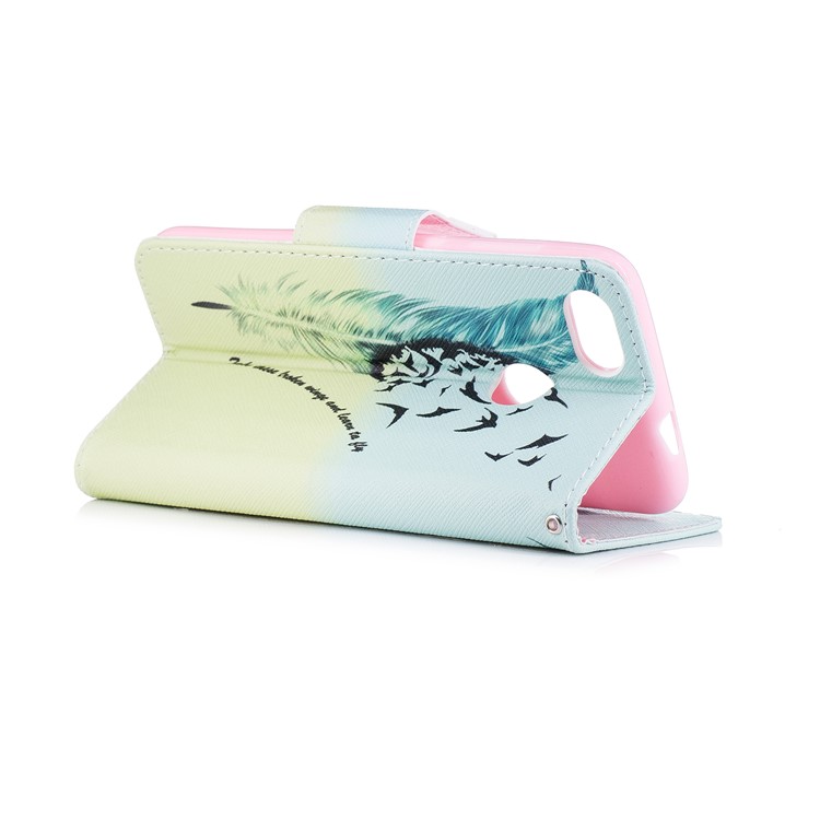 Pattern Printing Wallet Leather Flip Shell for Huawei P9 lite mini / Enjoy 7 / Y6 Pro (2017) - Feather Pattern-4