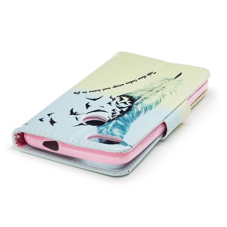 Pattern Printing Wallet Leather Flip Shell for Huawei P9 lite mini / Enjoy 7 / Y6 Pro (2017) - Feather Pattern-7