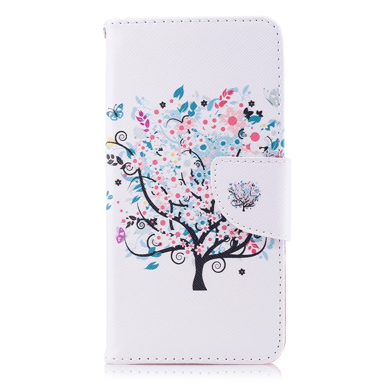 Pattern Printing Wallet Leather Flip Phone Case for Huawei P9 lite mini / Enjoy 7 / Y6 Pro (2017) - Flowered Tree-2