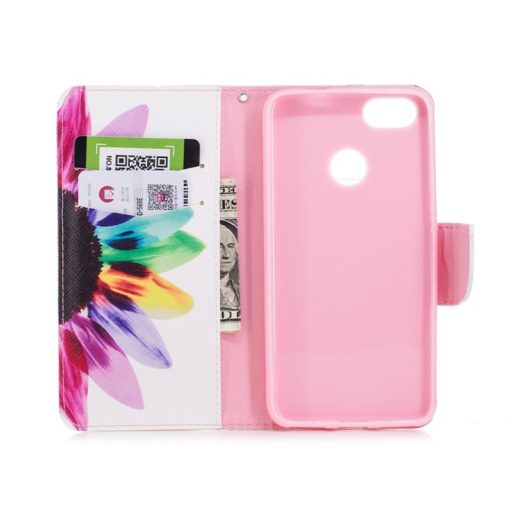 Pattern Printing Wallet Leather Flip Phone Cover for Huawei P9 lite mini / Enjoy 7 / Y6 Pro (2017) - Colorful Petals-8
