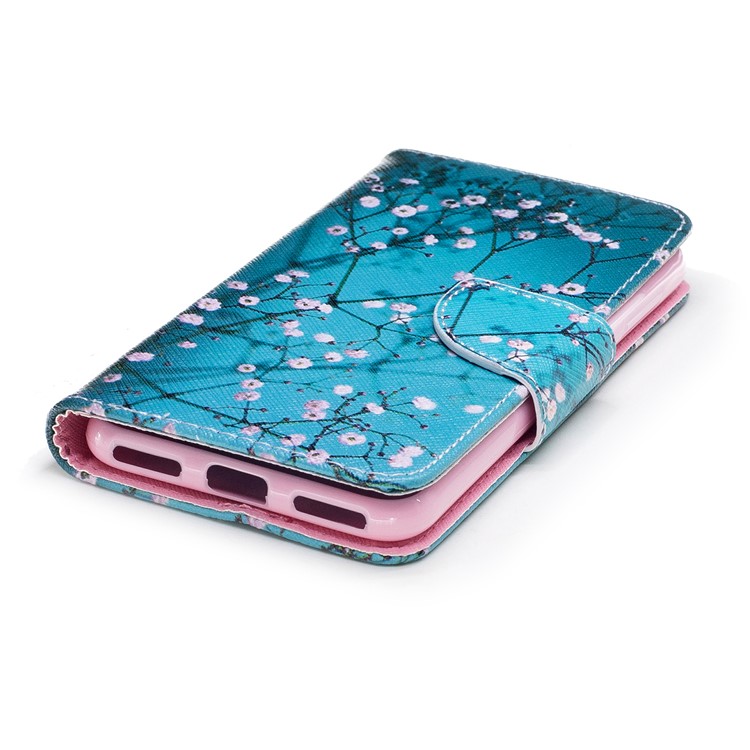 Pattern Printing Wallet Leather Flip Phone Shell for Huawei P9 lite mini / Enjoy 7 / Y6 Pro (2017) - Pink Floret-6