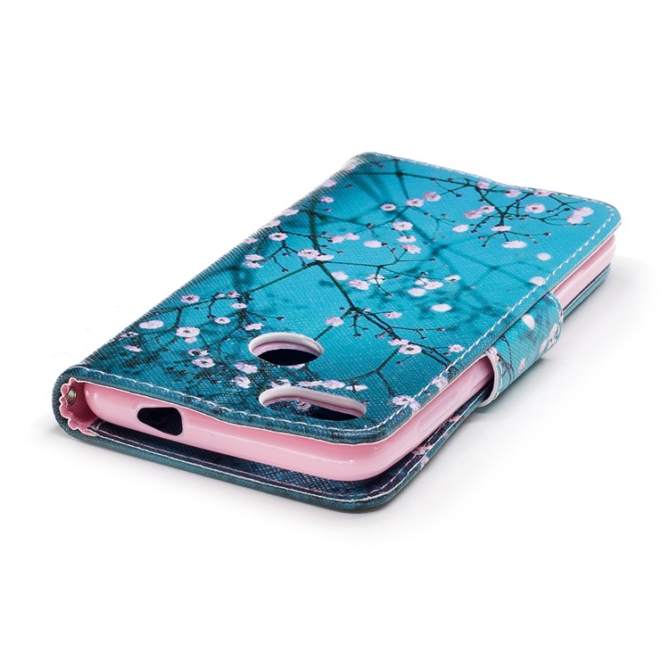 Pattern Printing Wallet Leather Flip Phone Shell for Huawei P9 lite mini / Enjoy 7 / Y6 Pro (2017) - Pink Floret-7