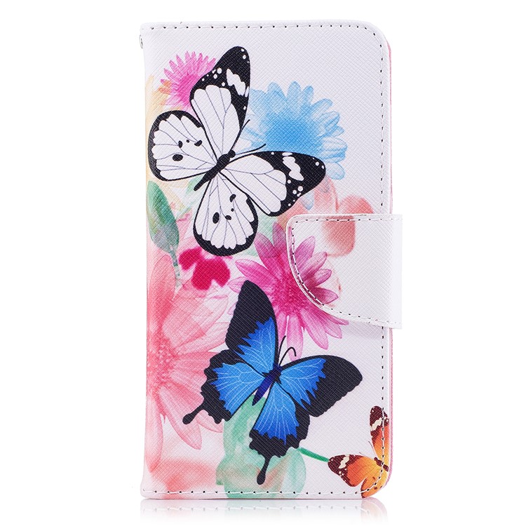 Pattern Printing Wallet Leather Flip Mobile Phone Case for Huawei P9 lite mini / Enjoy 7 / Y6 Pro (2017) - Butterflies and Flowers-2