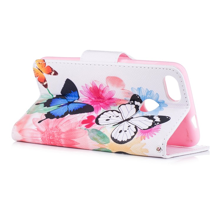 Pattern Printing Wallet Leather Flip Mobile Phone Case for Huawei P9 lite mini / Enjoy 7 / Y6 Pro (2017) - Butterflies and Flowers-4