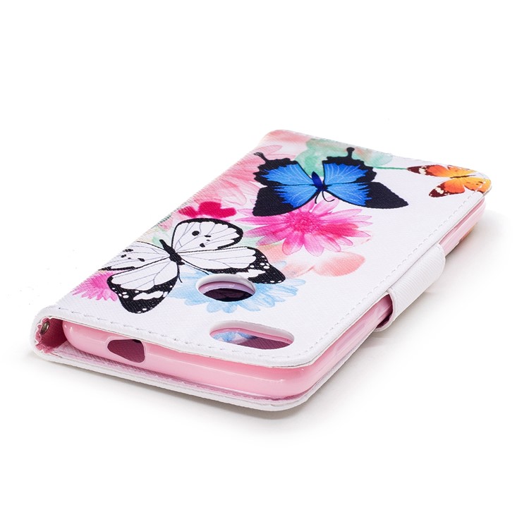 Pattern Printing Wallet Leather Flip Mobile Phone Case for Huawei P9 lite mini / Enjoy 7 / Y6 Pro (2017) - Butterflies and Flowers-7