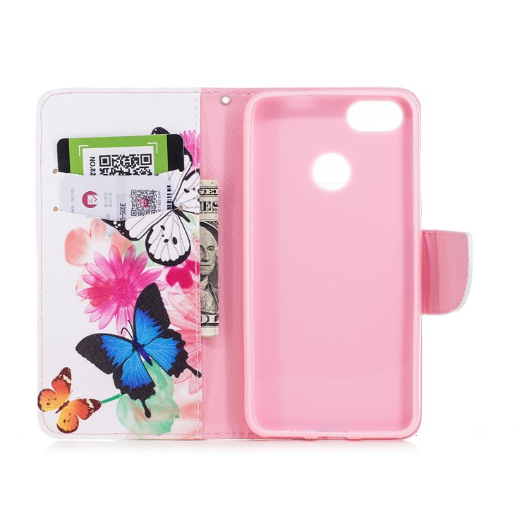 Pattern Printing Wallet Leather Flip Mobile Phone Case for Huawei P9 lite mini / Enjoy 7 / Y6 Pro (2017) - Butterflies and Flowers-8