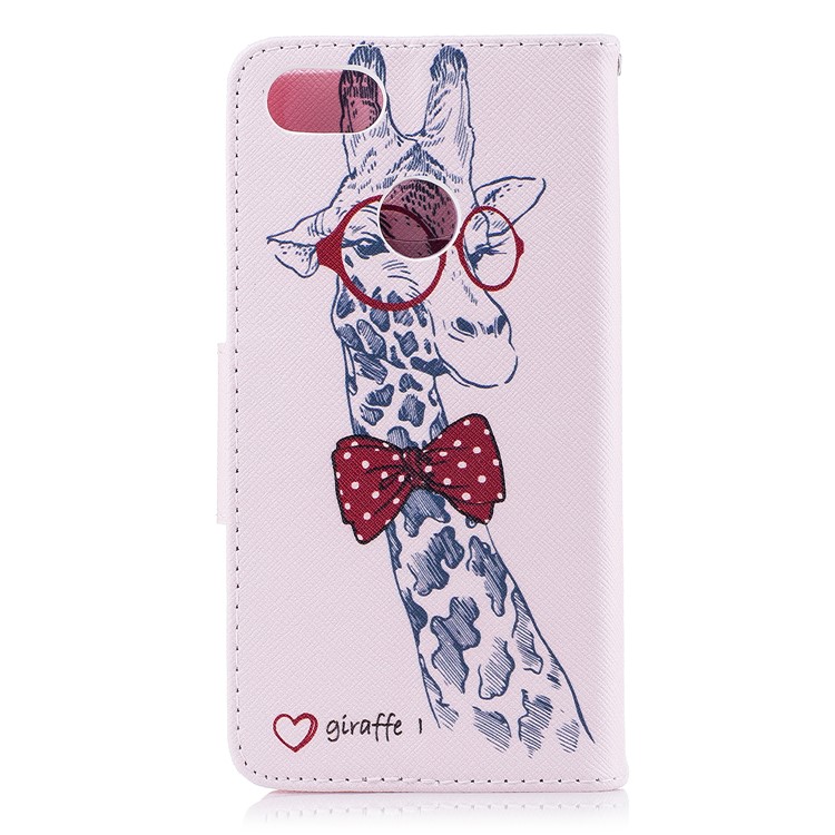 Pattern Printing Wallet Leather Flip Mobile Phone Cover for Huawei P9 lite mini / Enjoy 7 / Y6 Pro (2017) - Giraffe Wearing Glasses-3