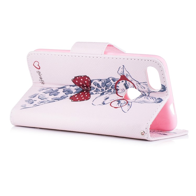 Pattern Printing Wallet Leather Flip Mobile Phone Cover for Huawei P9 lite mini / Enjoy 7 / Y6 Pro (2017) - Giraffe Wearing Glasses-4