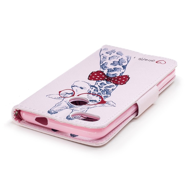 Pattern Printing Wallet Leather Flip Mobile Phone Cover for Huawei P9 lite mini / Enjoy 7 / Y6 Pro (2017) - Giraffe Wearing Glasses-7