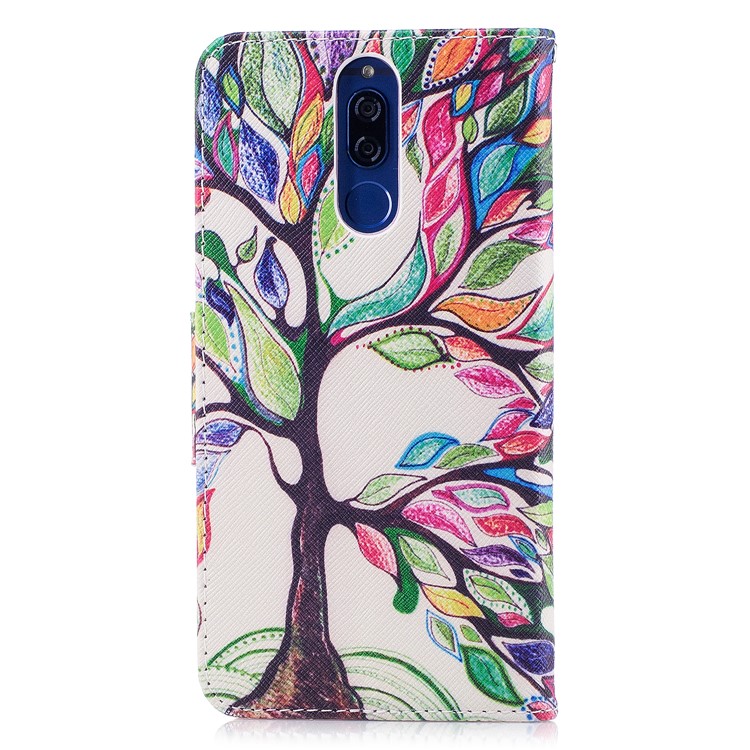 Pattern Printing PU Leather Wallet Cover for Huawei Mate 10 Lite / nova 2i / Maimang 6 / Honor 9i (India) - Colorized Tree-3