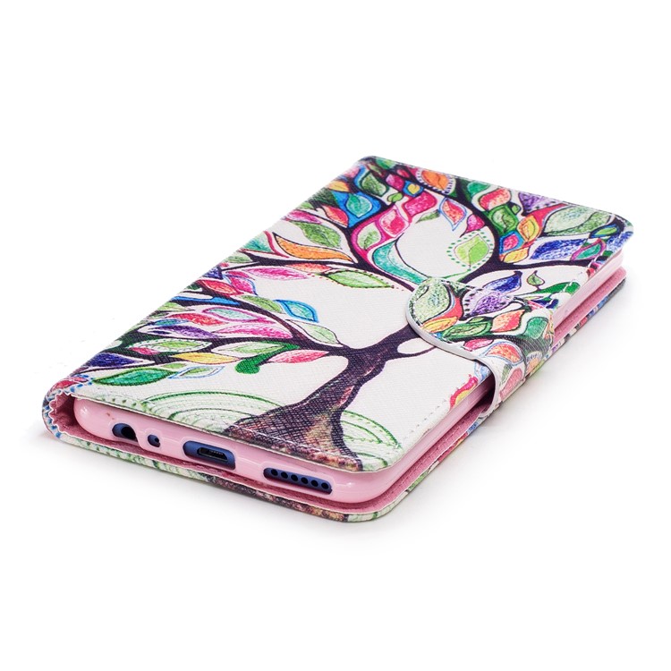 Pattern Printing PU Leather Wallet Cover for Huawei Mate 10 Lite / nova 2i / Maimang 6 / Honor 9i (India) - Colorized Tree-6