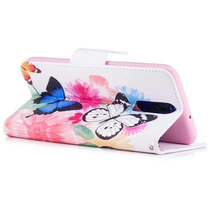 Pattern Printing Wallet Stand Leather Phone Cover for Huawei Mate 10 Lite / nova 2i / Maimang 6 / Honor 9i (India) - Butterfly and Flower-4