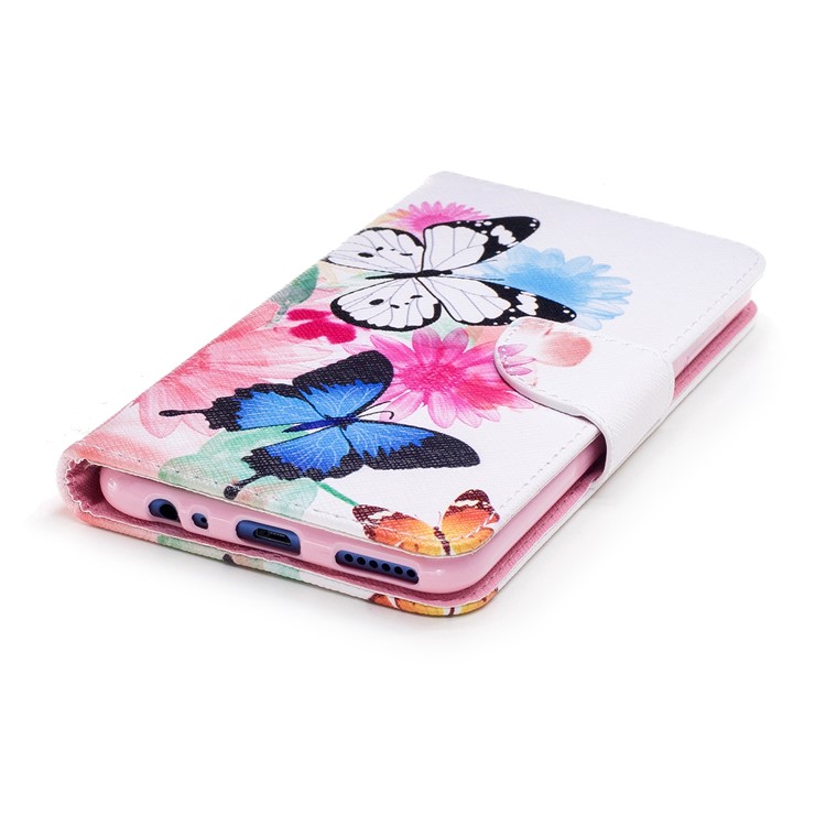 Pattern Printing Wallet Stand Leather Phone Cover for Huawei Mate 10 Lite / nova 2i / Maimang 6 / Honor 9i (India) - Butterfly and Flower-6