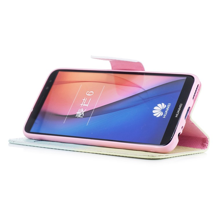 Pattern Printing Wallet Stand Leather Phone Shell for Huawei Mate 10 Lite / nova 2i / Maimang 6 / Honor 9i (India) - Feather and Bird-5
