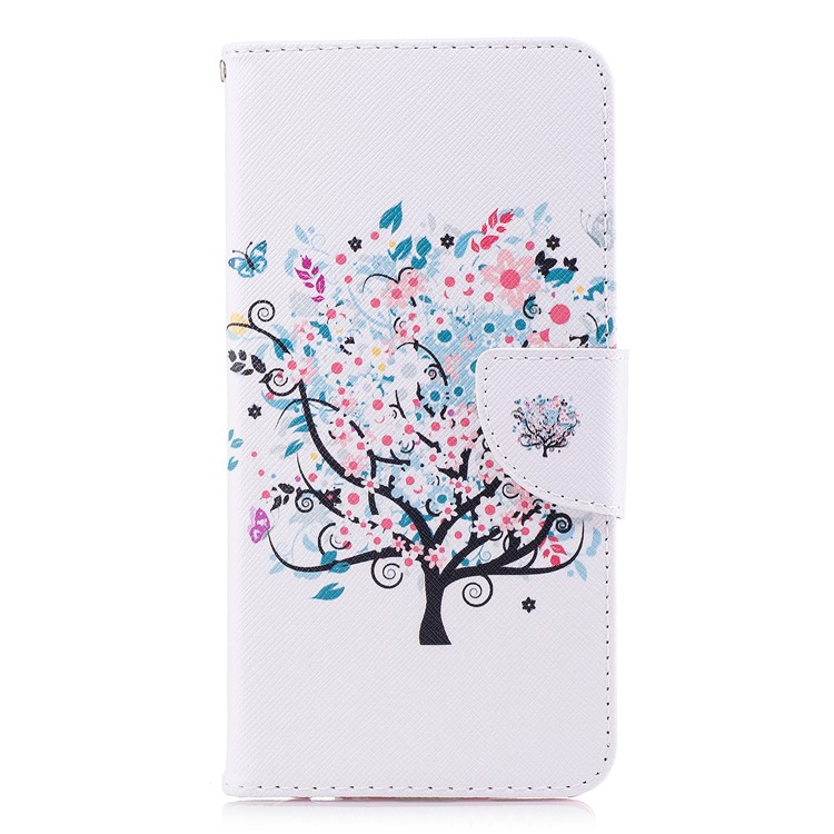 Pattern Printing PU Leather Protective Mobile Case for Huawei Mate 10 Lite / nova 2i / Maimang 6 / Honor 9i (India) - Floret Tree-2