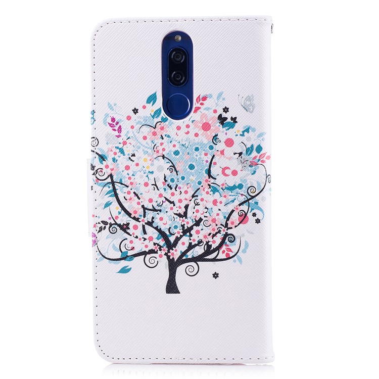 Pattern Printing PU Leather Protective Mobile Case for Huawei Mate 10 Lite / nova 2i / Maimang 6 / Honor 9i (India) - Floret Tree-3