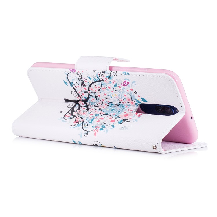 Pattern Printing PU Leather Protective Mobile Case for Huawei Mate 10 Lite / nova 2i / Maimang 6 / Honor 9i (India) - Floret Tree-4
