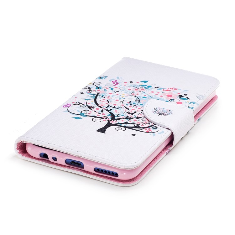 Pattern Printing PU Leather Protective Mobile Case for Huawei Mate 10 Lite / nova 2i / Maimang 6 / Honor 9i (India) - Floret Tree-6
