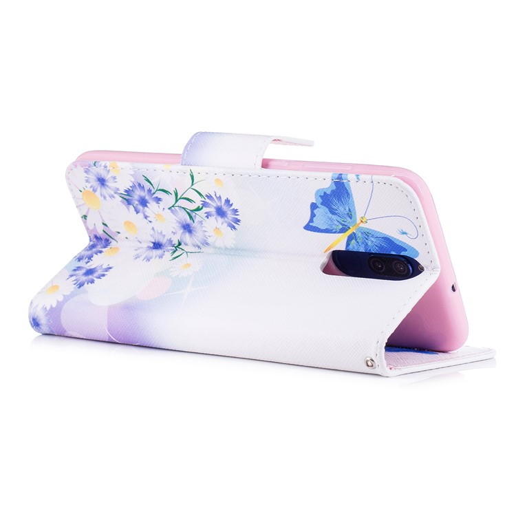 Pattern Printing PU Leather Protective Mobile Cover for Huawei Mate 10 Lite / nova 2i / Maimang 6 / Honor 9i (India) - Blue Butterfly and Daisy-4
